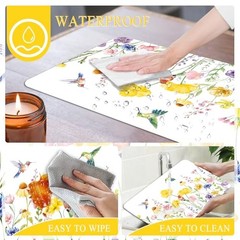 6 Pcs Flower and Bird Placemats, 11×16 Inch Summer Watercolor flower bird