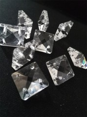 140pcs 14mm 4Hole Glass Square Crystal Bead Prism Chandelier Lamp Chain Part DIY