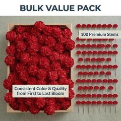 Larksilk Burgundy Carnations, Fake Flowers, 100 Pack for Events, Weddings, DIY