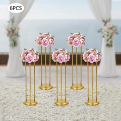 6 Pcs Columnar Gold Decorative Flower Stands Display Stand For Weddings 20*60cm