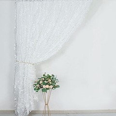 8 ft x 8 ft WHITE Leaf Petal Taffeta Backdrop Drape CURTAIN Panel Party