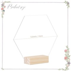 Clear Hexagon Acrylic Sign with Wood Stand-10 Pack 5.5 Inch Blank Hexagon Tab…