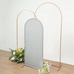 5 ft SILVER Metallic Fitted Spandex Round Top Arch STAND COVER Party Events