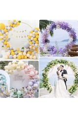 6ft (1.8m) Gold Round Backdrop Hoop Frame Stand Wedding, Reusable, balloon arch