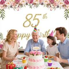 AIBIIN 7x5ft Happy 85th Birthday Backdrop for Women Pink Flowers Photography …
