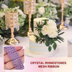 1″x10 Yard Crystal Rhinestones Mesh Ribbon Violet (4mm)