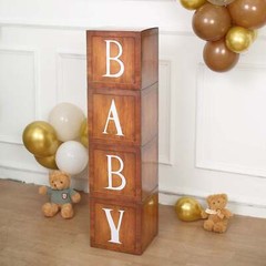 BROWN 12″ Balloon Boxes with Metallic Trim Centerpiece Decorations