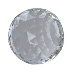 200mm D Cut Crystal Ball Sphere Clear Prism Wood Rotatable Stand 7.87″