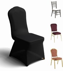 NEW Spandex Chair Covers 30 Pcs. Black Stretch Polyester Chair Slipcovers
