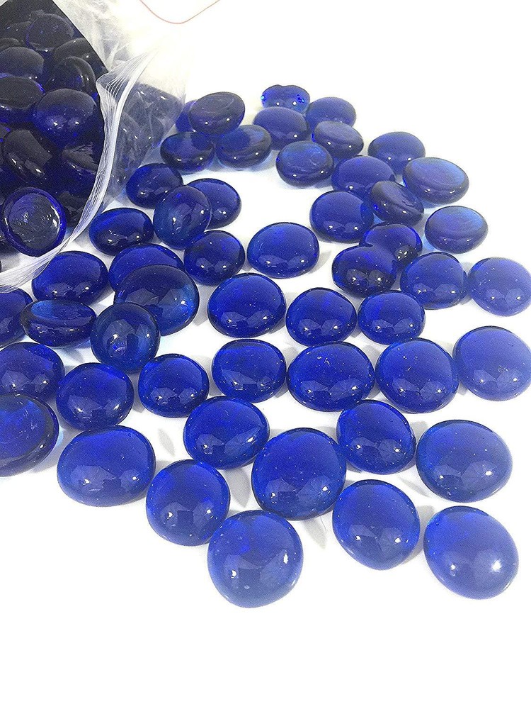10 Lb Flat Glass Marbles/Pebbles (Very Dark Blue with iridescence 0.65″~900PCs)
