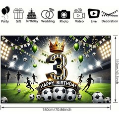 BlissYard Happy 3rd Birthday Soccer Party Banner Stadium Background Third Bir…