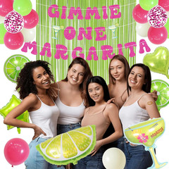 Margarita Party Decorations, Green and Hot Pink Gimme One Margarita | Sage Green