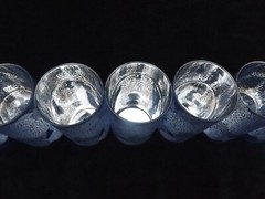 Wedding Decor- Vase / Candle Holder – Frosted Floral Periwinkle Blue