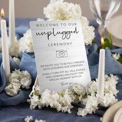 Wedding Welcome Sign, Wedding Wooden Sign Stand 5x7inch, Welcome to Our Unplu…