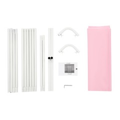 Wedding Backdrop Stand 3.28×6.56ft White Pink Photo Booth Stand with Cloth Cover