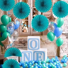 Easy Joy Teal Party Decorations Paper Fans Birthday Wedding Home Party Hangin…