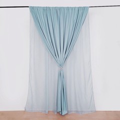 DUSTY BLUE 10 ft x 10 ft Polyester Sheer Chiffon Dual Layer CURTAIN Rod Pockets
