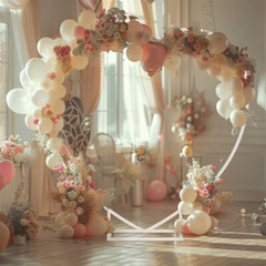 7.2ft Heavy Duty White Heart Shape Wedding Arch Backdrop Stand Metal Arbor Frame