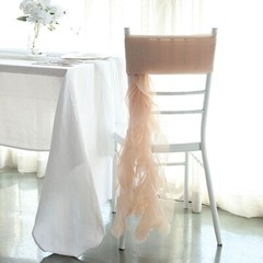 Nude Premium Curly Chiffon CHAIRS Covers Cap SASHES Bows Ties Wedding Sale
