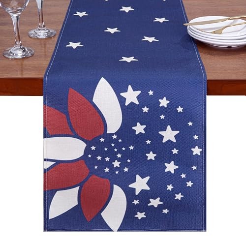 Patriotic Table Runner Memorial Day 4th of July Table Runners Stars and Rose