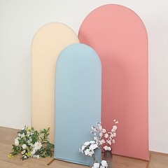 5 ft DUSTY BLUE Matte Fitted Spandex Round Top Arch Backdrop STAND COVER Party