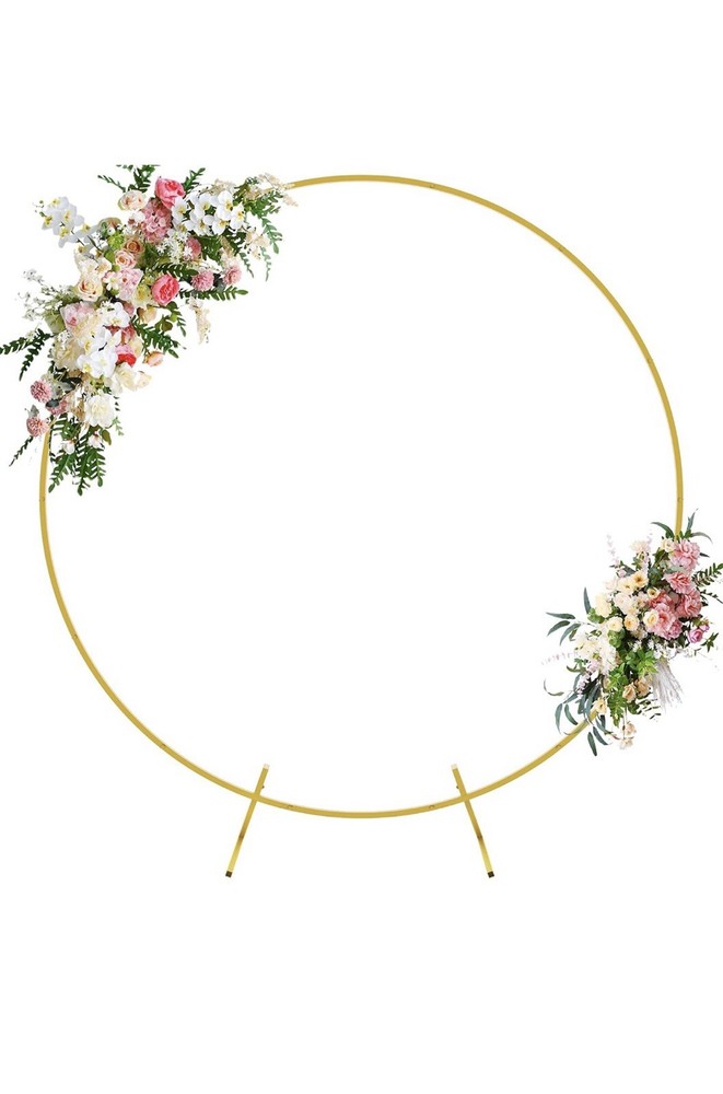 6ft (1.8m) Gold Round Backdrop Hoop Frame Stand Wedding, Reusable, balloon arch