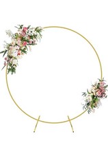 6ft (1.8m) Gold Round Backdrop Hoop Frame Stand Wedding, Reusable, balloon arch