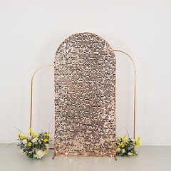 7 ft BLUSH Big Payette Sequin Fitted Round Top Wedding Arch STAND COVER Party