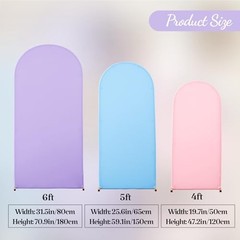 Set of 3 Arch Backdrop Covers(6ft, 5ft, 6FT,5FT,4FT Pink+Light Blue+Lavender