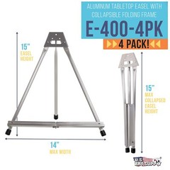 U.S. Art Supply 15″ High Aluminum Tabletop Display Easel (Pack of 4) – Collap…
