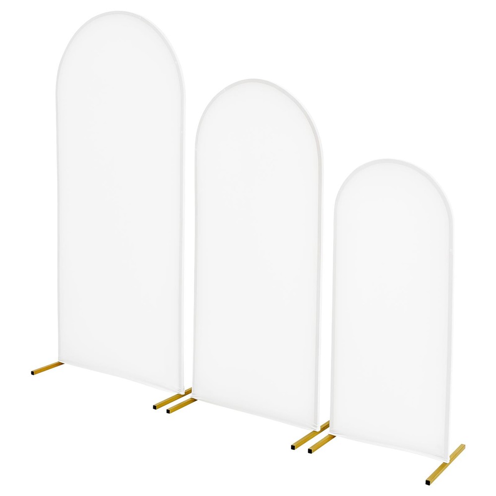 Uimoso Metal Arch Backdrop Stand Set with Covers, 6/5/4 ft, 3 Pieces