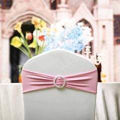 10 Pink Spandex CHAIR SASHES with Silver Round Buckles Wedding Decorations SALE