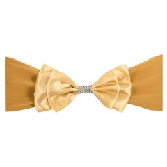 10Pcs 12″x8″ Chair Sash Bow Spandex Stretch Chair Cover Band Sashes Gold Tone