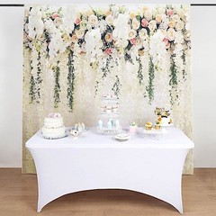8 ft Printed Vinyl PHOTO BACKDROP White Roses Party BANNER Events Decorations