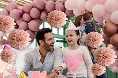 Set of 9 Dusty Rose Mauve Pink Tissue Pom Poms Paper Flowers Wall Backdrop Ce…