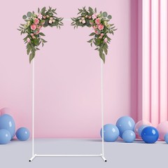 Iron Wedding Backdrop Stand With Cloth Cover 1m × 0.5m × 2m White/Beige