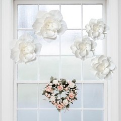 White Paper Flowers Artificial 3D Wall Décor Wedding Birthday Bridal Baby