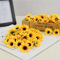100Pcs Yellow Artificial Flower Heads Mini Fake Sunflower Decorative Fabric F…