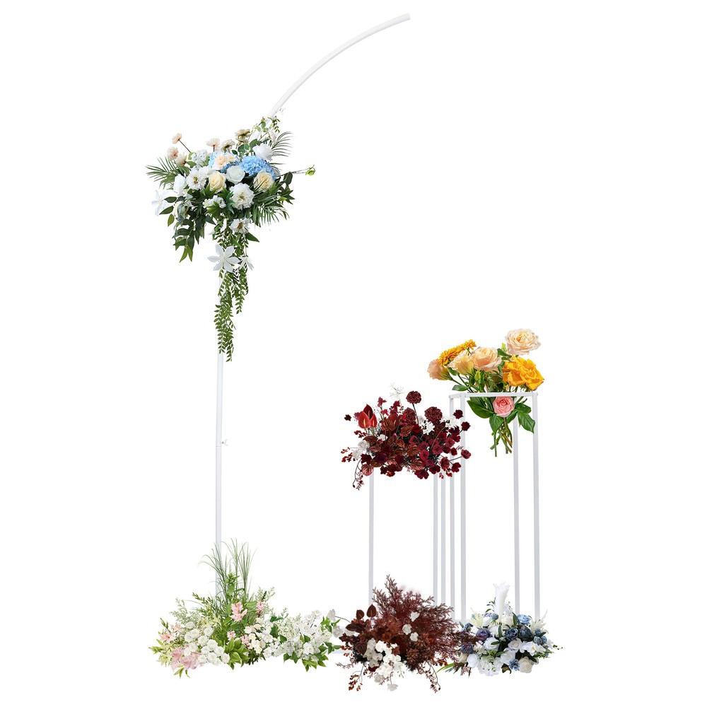Ballon Arch Stand And 2 Wedding Flower Stands, Arch Backdrop Stand For Parties