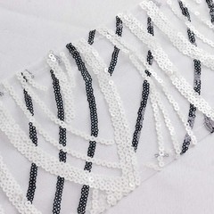 5 WHITE BLACK Wave Mesh Embroidered Sequins CHAIR SASHES Party Events