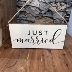 Rustic Marlin Just Married Wedding Sign Decor Wooden Hanging Celebration USA
