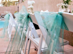 Set of 50 sheer chiffon chair sashes, emerald green, 7″ wide x 108″ long