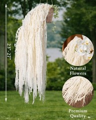 12PCS Dried Amaranthus Hanging Flowers – 23″ Ivory White Preserved Floral Ste…