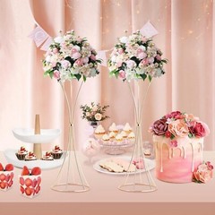 5Pcs Gold Wedding Flower Stand Metal Floor Table Trumpet Vase Centerpiece 19.7″H