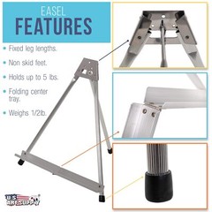 U.S. Art Supply 15″ High Aluminum Tabletop Display Easel (Pack of 4) – Collap…