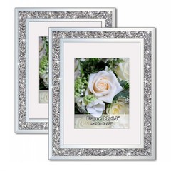 Crushed Diamond Wedding Mirror Photo Frame, Crystal Silver Glass Picture Fram…