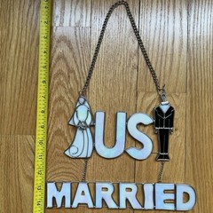 Vintage Mother Of Pearl Just Married Sign Bride Groom