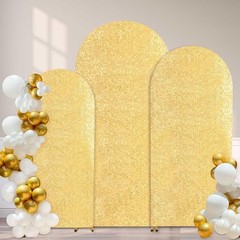 Arch Backdrop Cover 6.6FT Gold Sequin Covers Wedding Spandex Fitted Arch Covers