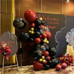 Black Gold Red Balloons Garland Arch Kit, 141Pcs Latex Balloons Different Siz…