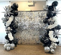Black and Silver White Balloon Arch Kit, 140Pcs Explosion Star Black and Silv…